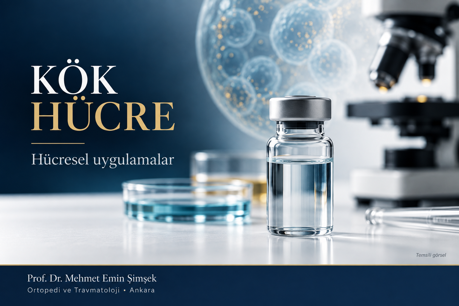 Hücresel uygulamaları temsil eden laboratuvar ve örnek şişesi
